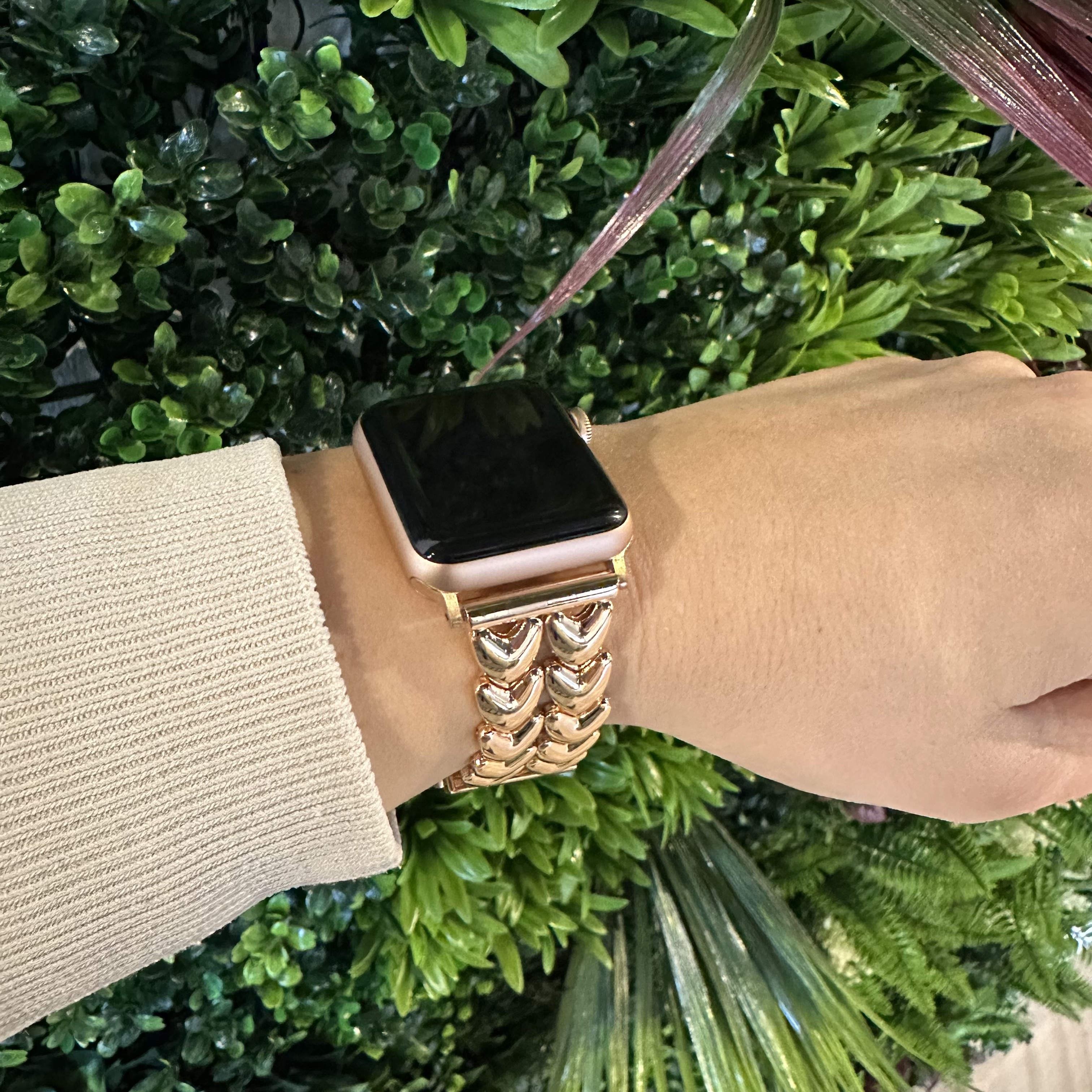 Apple Watch Heart Steel Link Strap - Rose Gold