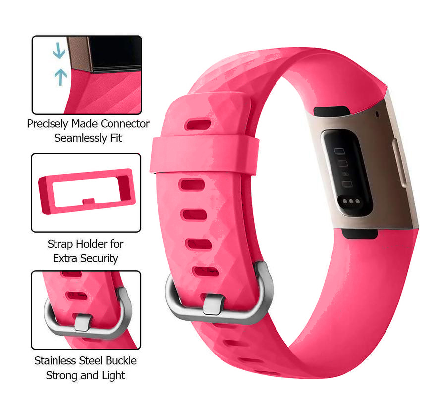 Fitbit Charge 3 &Amp; 4 Sport Waffle Strap - Pink Red