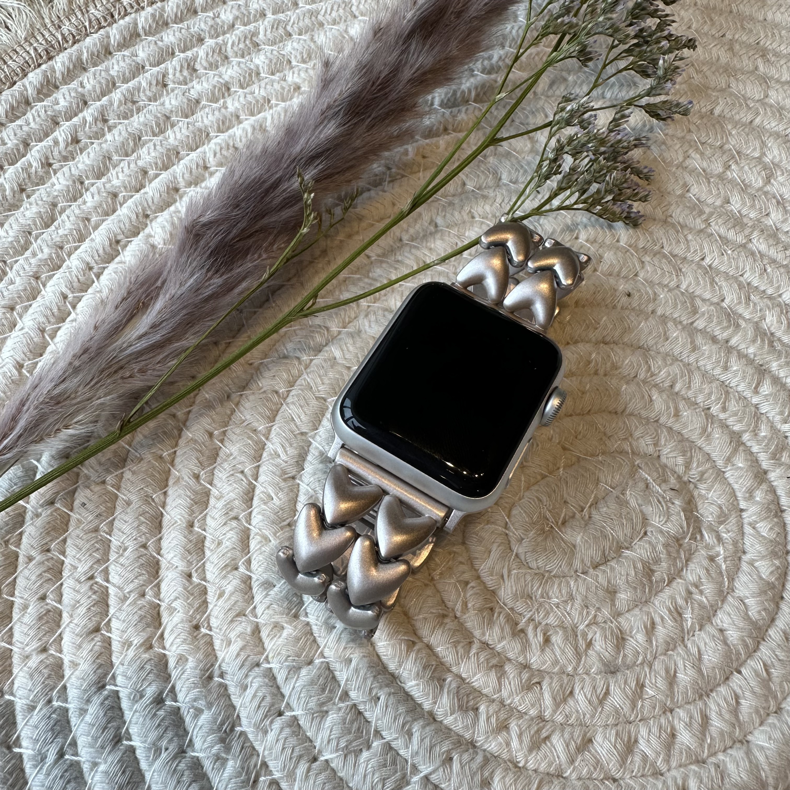 Apple Watch Heart Steel Link Strap - Starlight