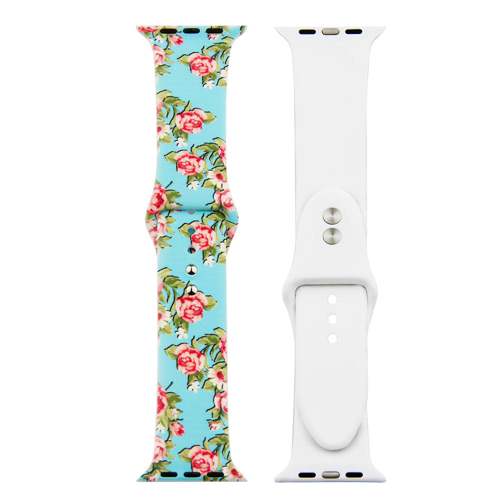 Apple Watch Print Sport Strap - Peony Light Blue