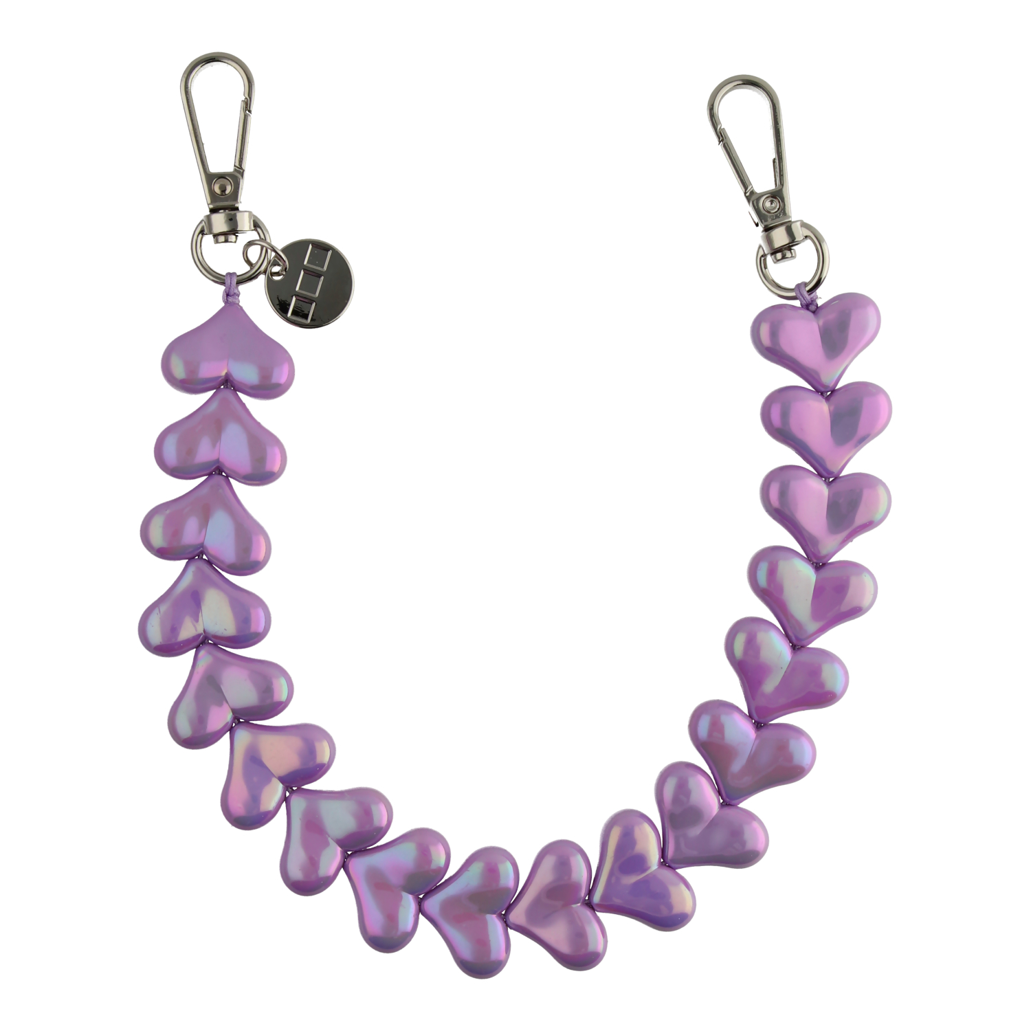 Cell phone chains Heart - shiny purple - silver