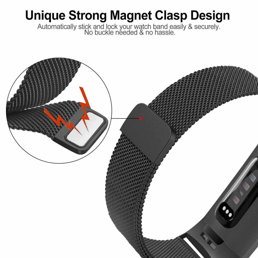 Fitbit Charge 3 &Amp; 4 Milanese Strap - Black