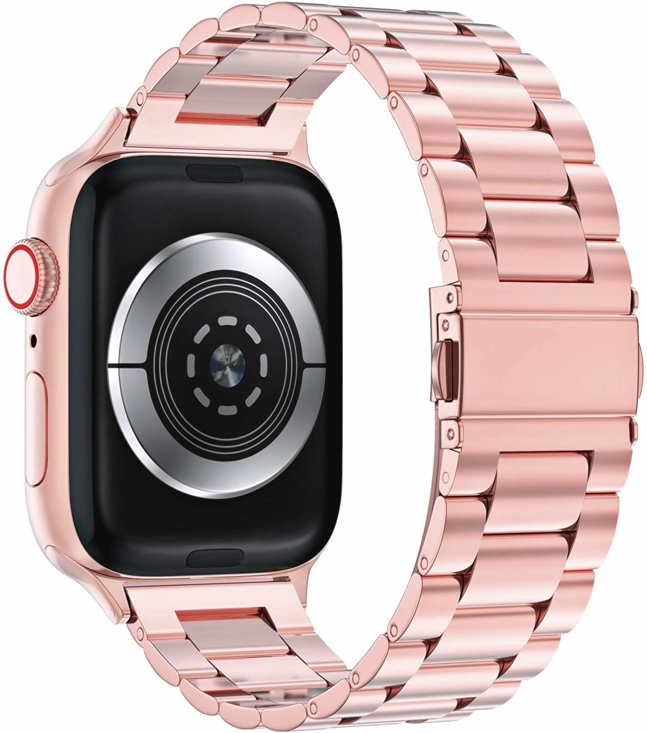 Apple Watch Beads Steel Link Strap - Pink Red