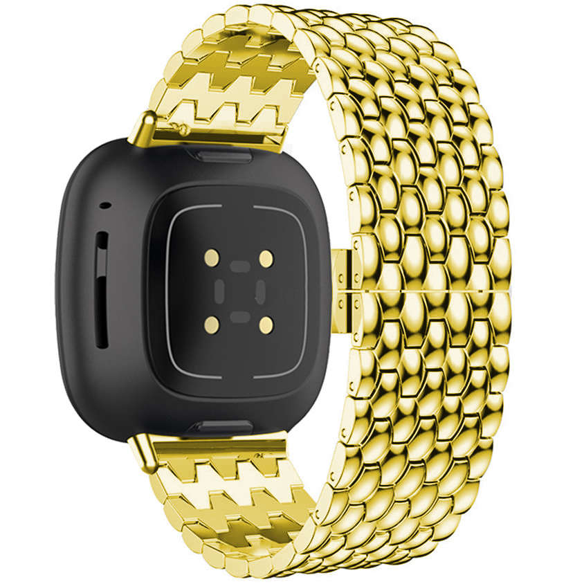 Fitbit Versa 3 / Sense Dragon Steel Link Strap - Gold