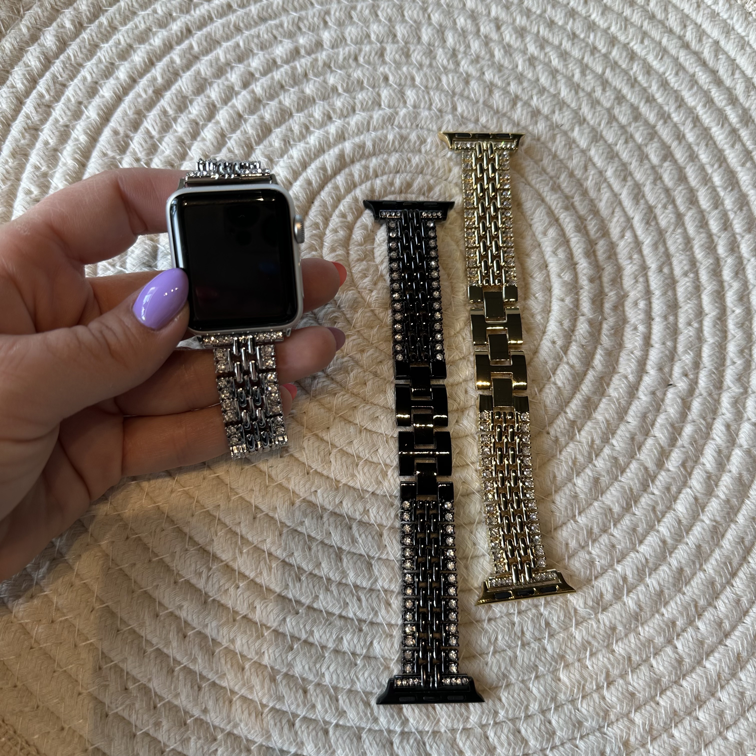  Apple Watch Diamond Steel Link Band Eline - Silver