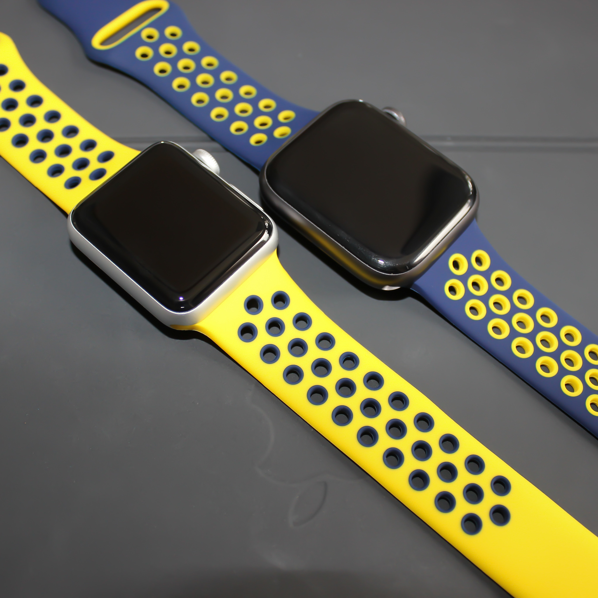 Apple Watch Double Sport Strap - Yellow Dark Blue