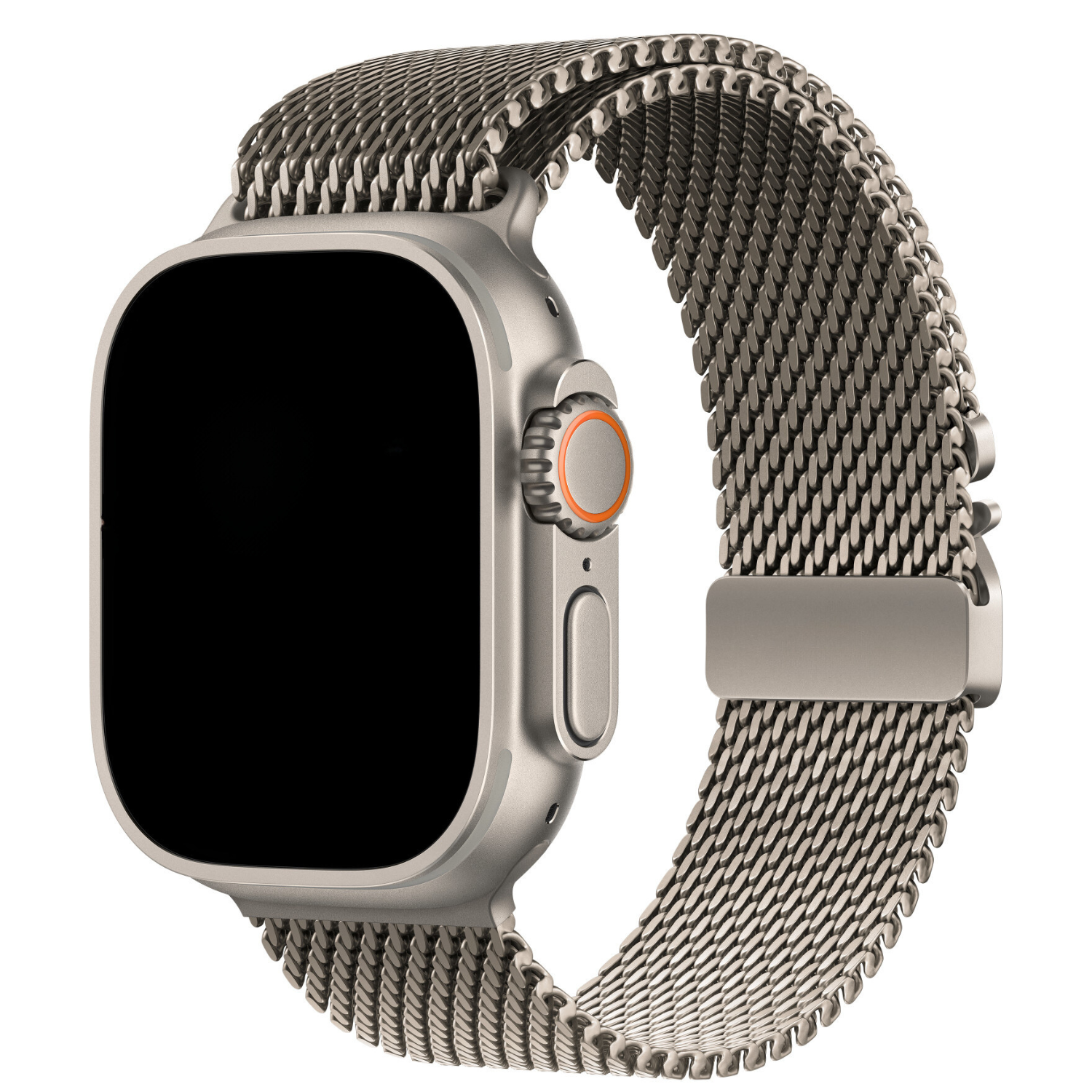 Apple Watch Milanese Buckle Loop Strap - Natural Titanium