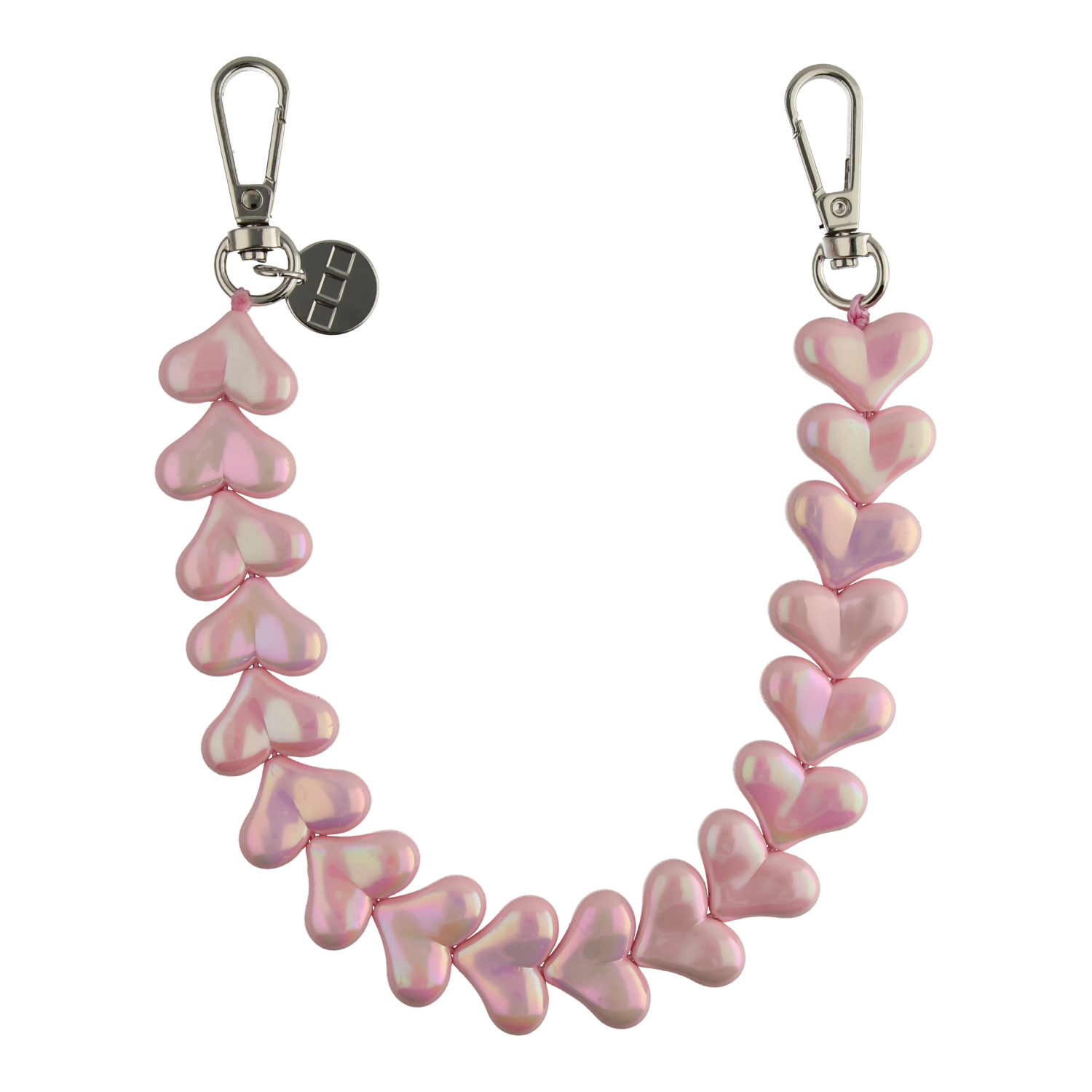 Cell phone chains Heart - shiny pink - silver