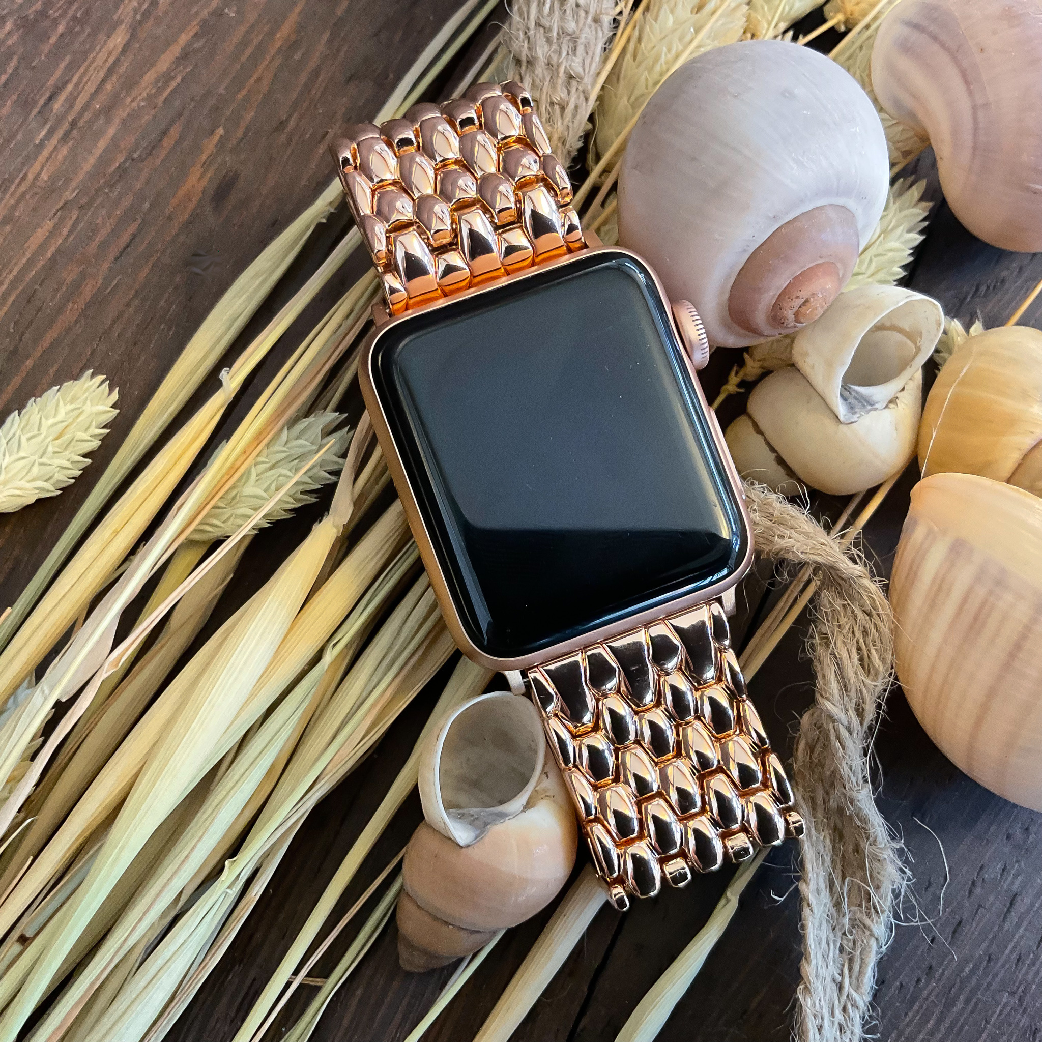 Apple Watch Dragon Steel Link Strap - Rose Gold