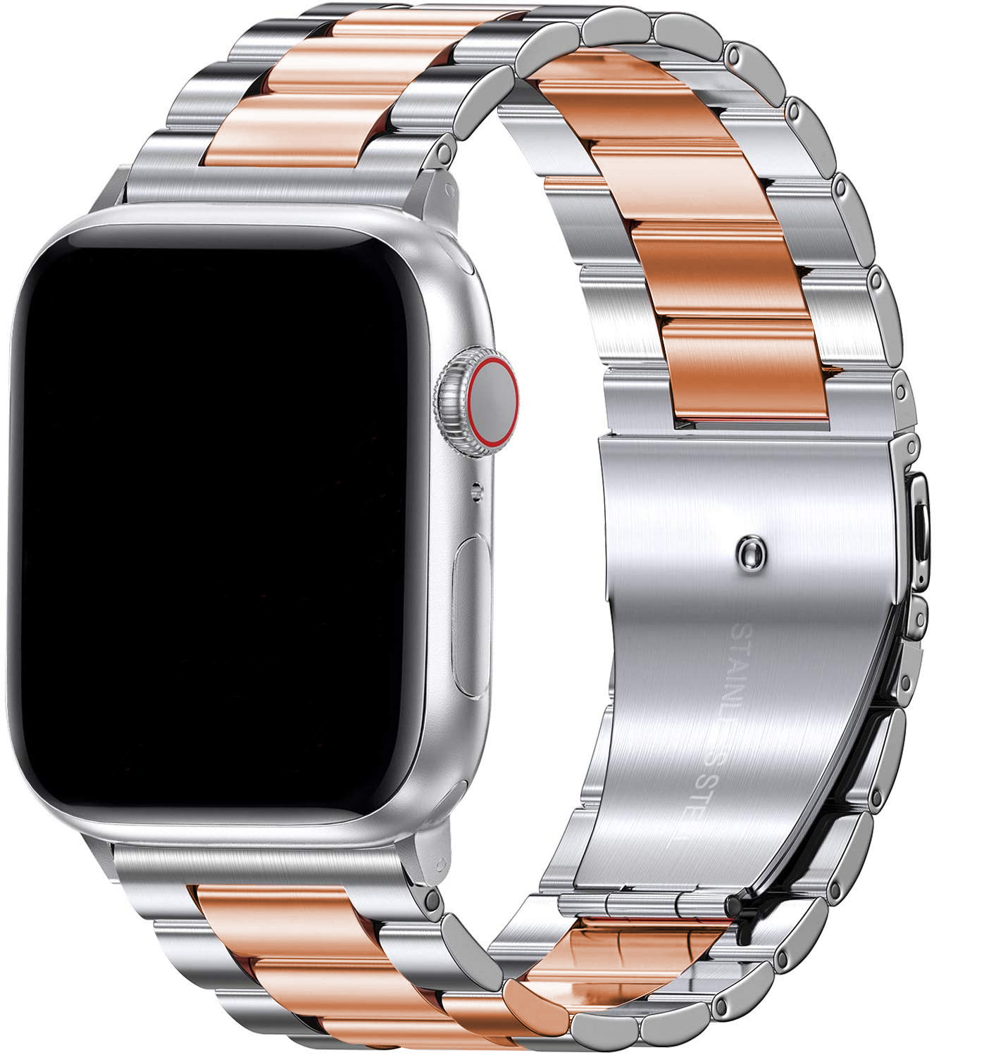 Apple Watch Beads Steel Link Strap - Silver Rose Gold