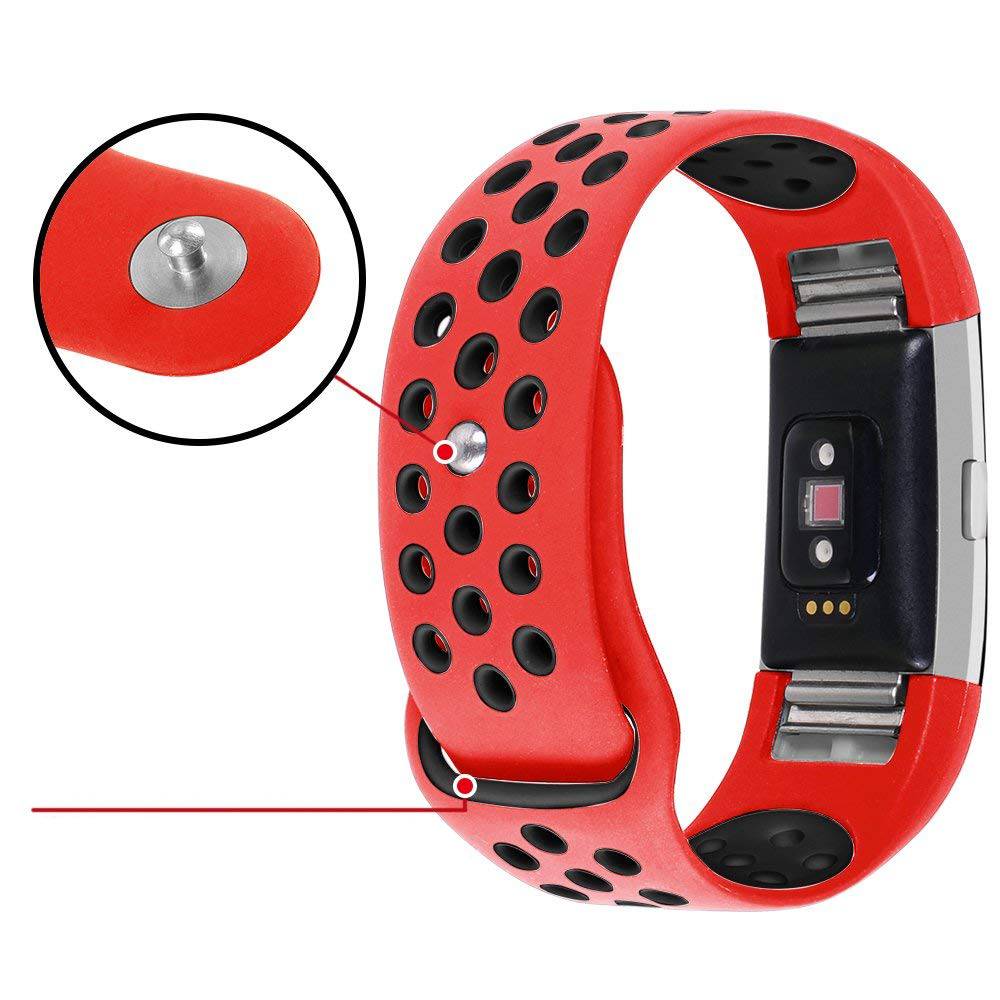 Fitbit Charge 2 Double Sport Strap - Red Black