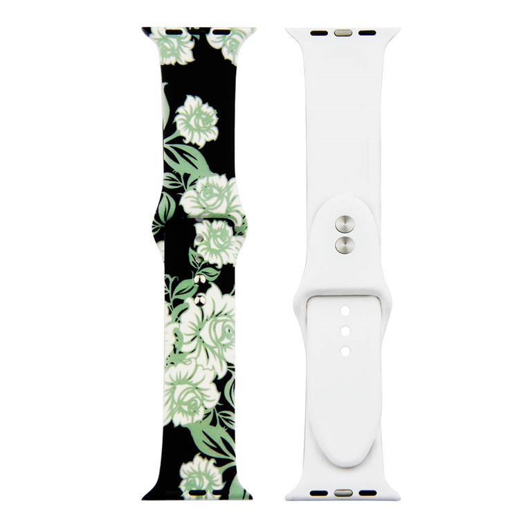 Apple Watch Print Sport Strap - Roses Green