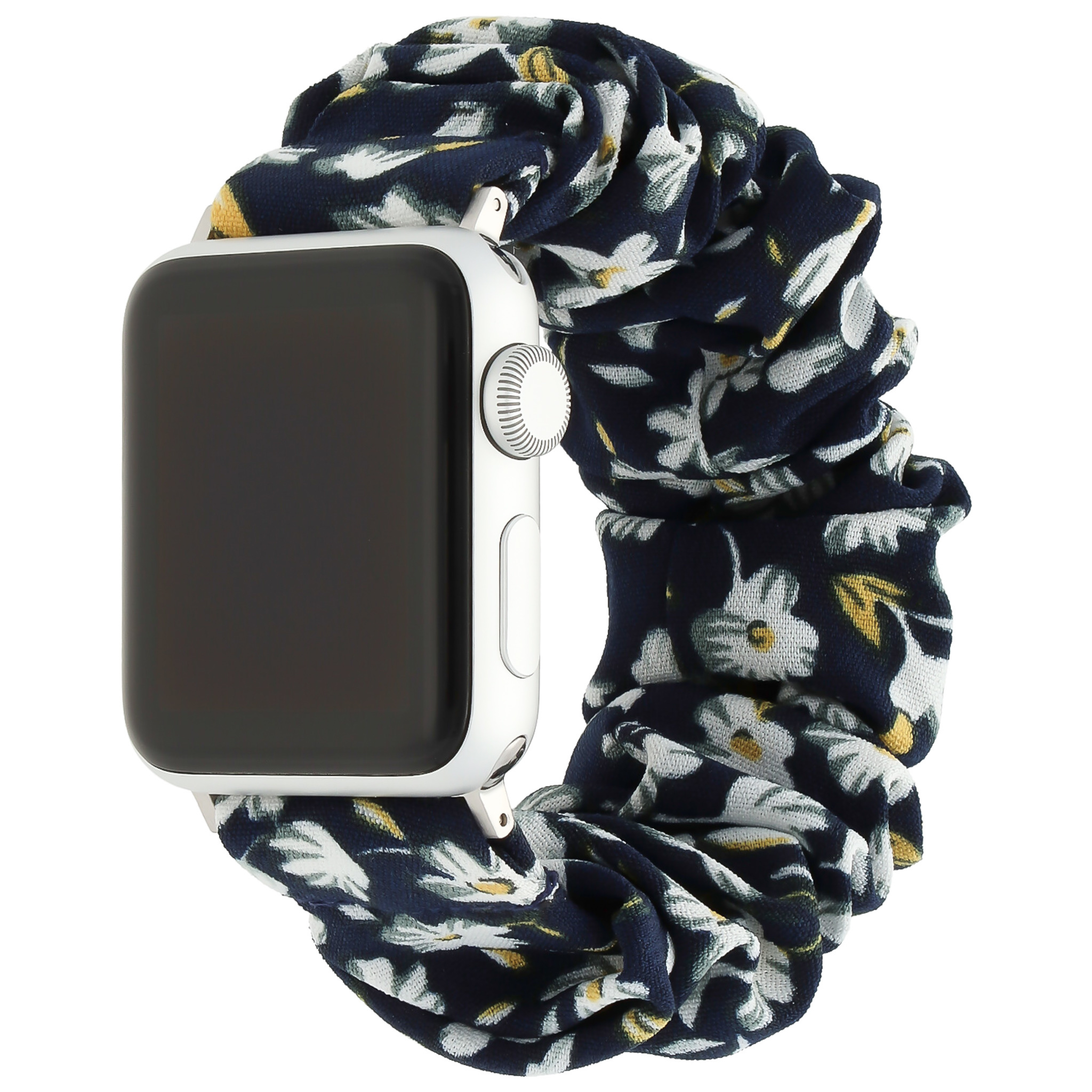 Apple Watch Nylon Scrunchie Strap - Dark Blue Flowers