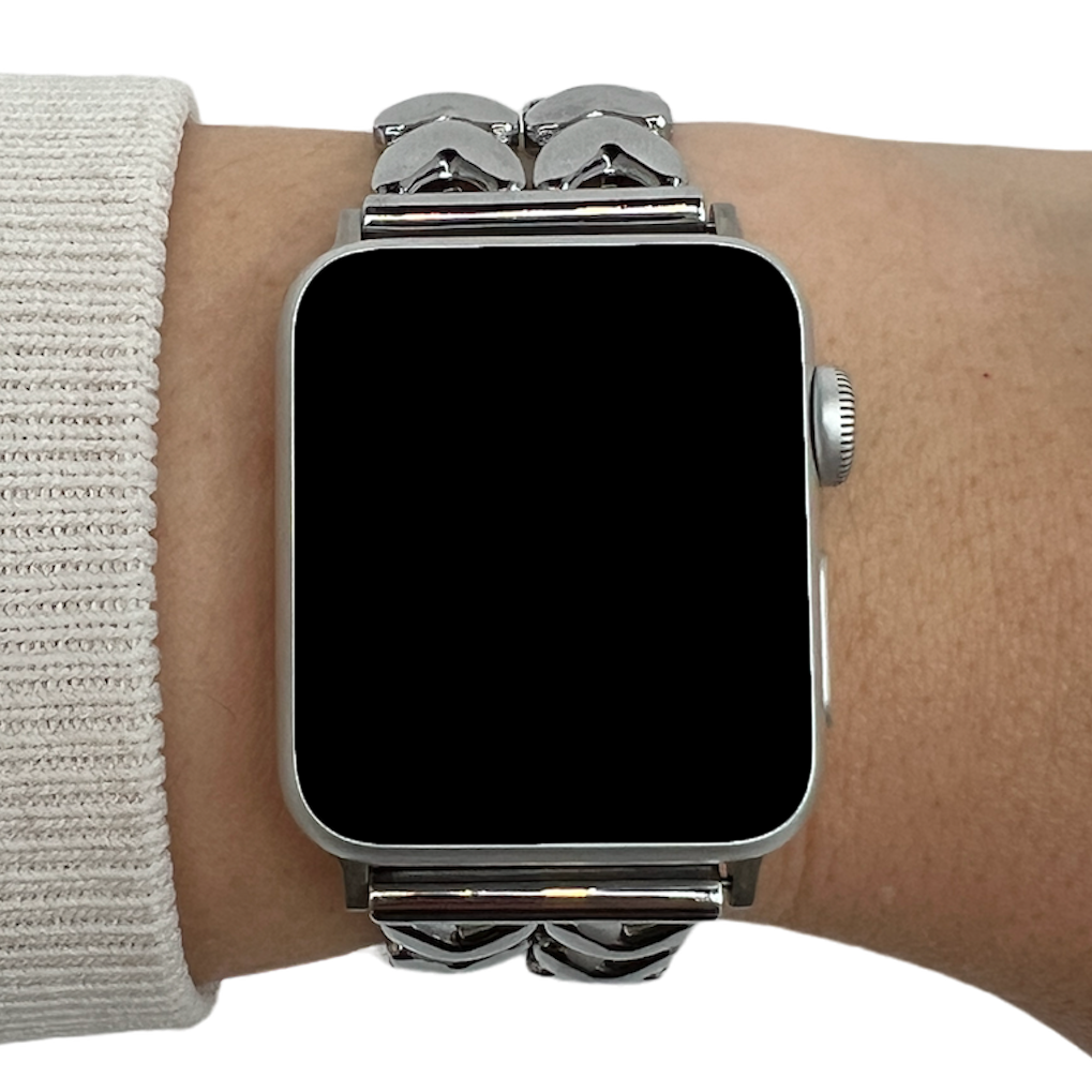 Apple Watch Heart Steel Link Strap - Silver