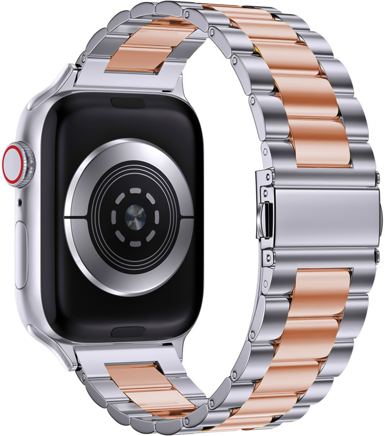 Apple Watch Beads Steel Link Strap - Silver Rose Gold