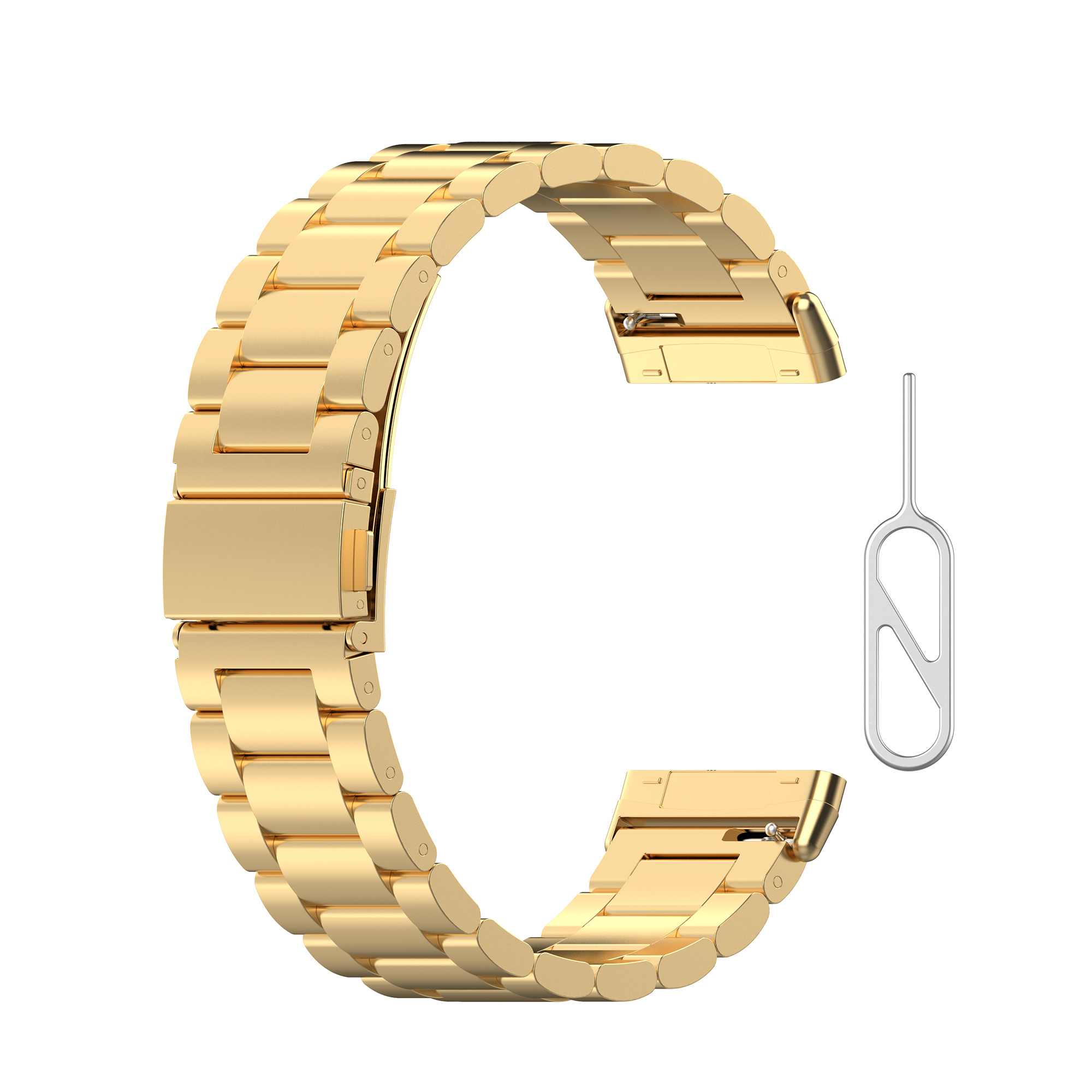 Fitbit Versa 3 / Sense Beads Steel Link Strap - Gold