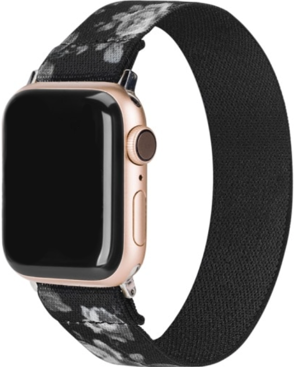 Apple Watch Nylon Woven Strap - Flowers Black