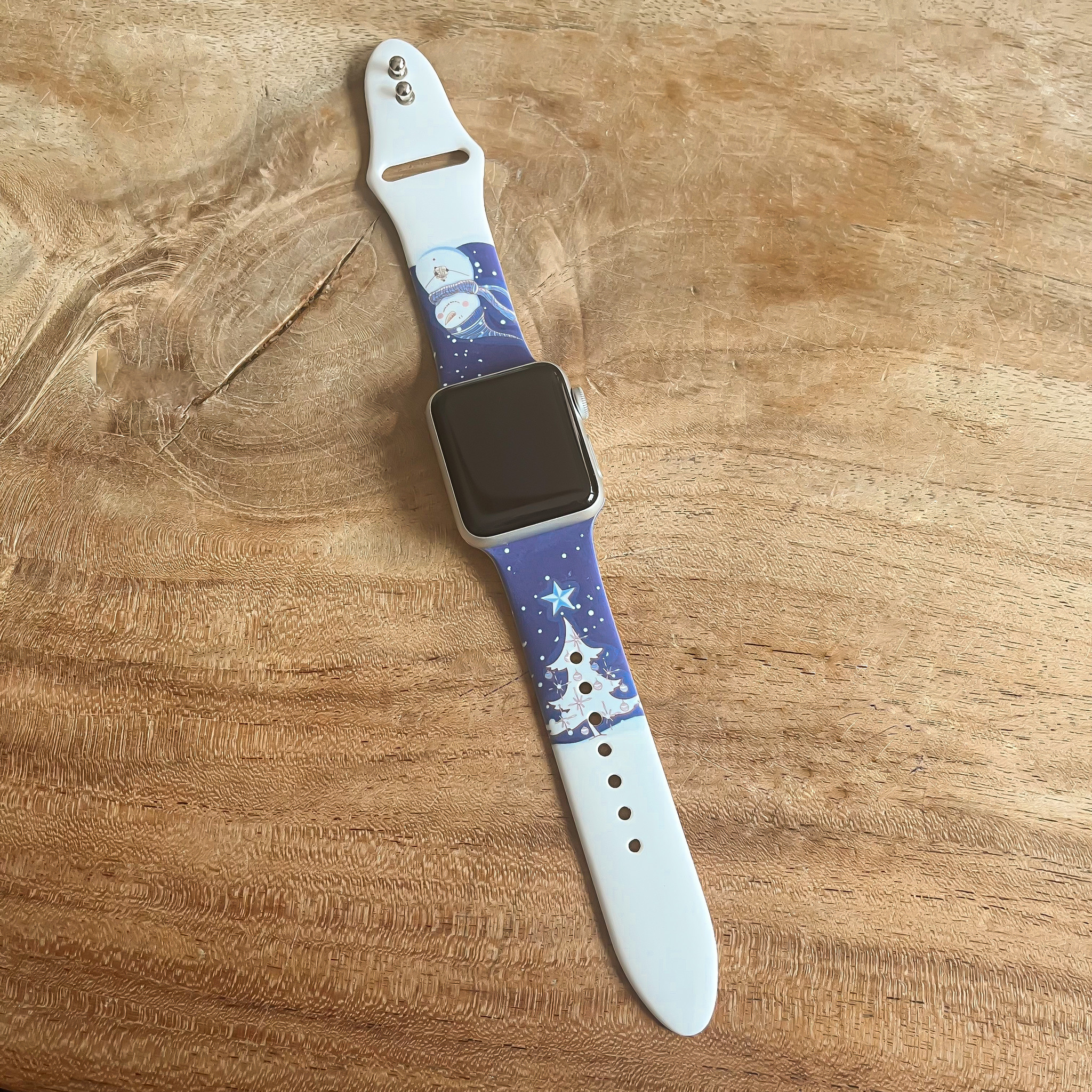 Apple Watch Print Sport Strap - Christmas Snowman Dark Blue