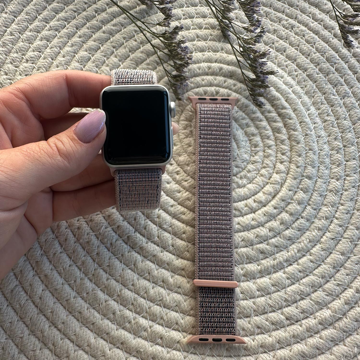 Apple Watch Nylon Sport Loop Strap - Pink Sand