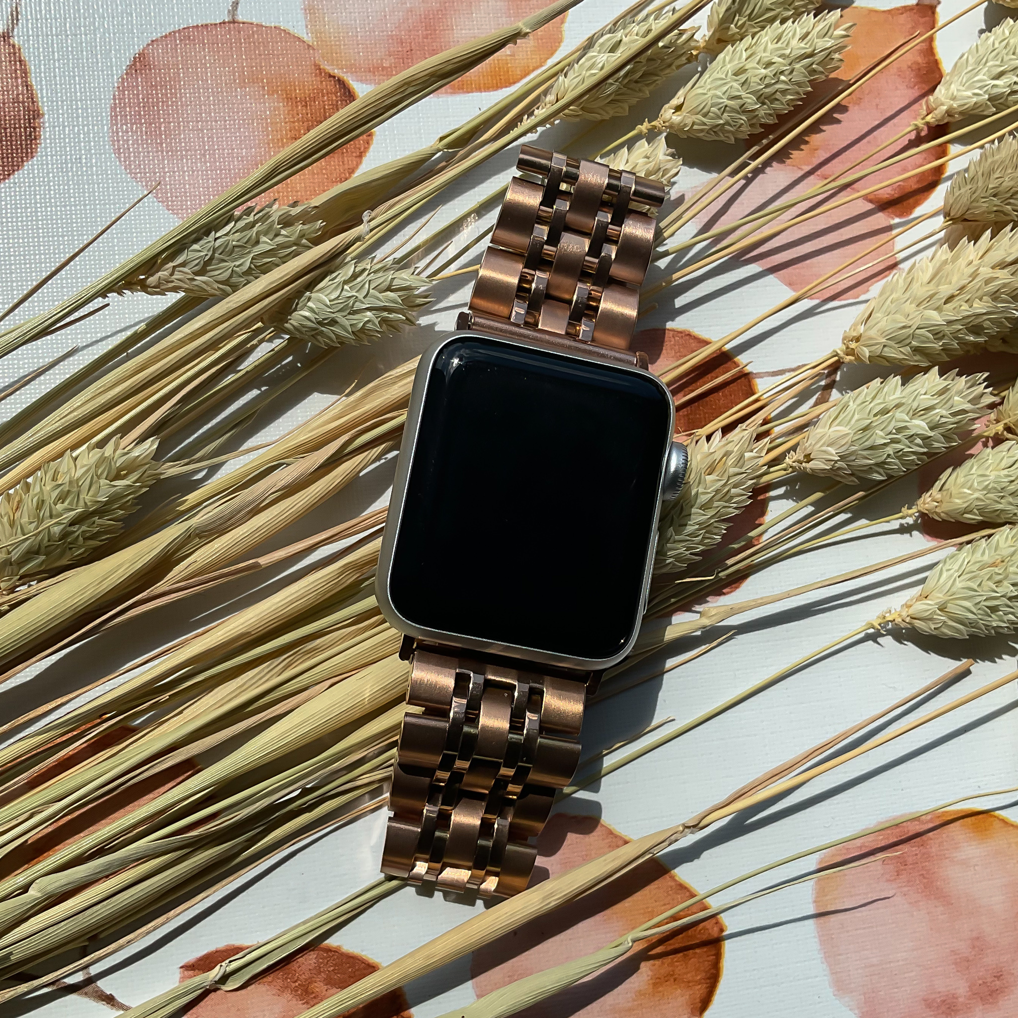 Apple Watch Steel Stainless Steel Link Strap - Rose Gold