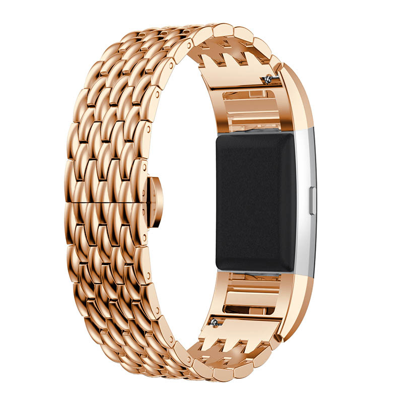 Fitbit Charge 3 &Amp; 4 Dragon Steel Link Strap - Rose Gold